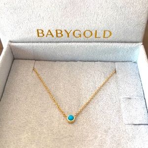 Baby Gold Solitare Turquoise Necklace